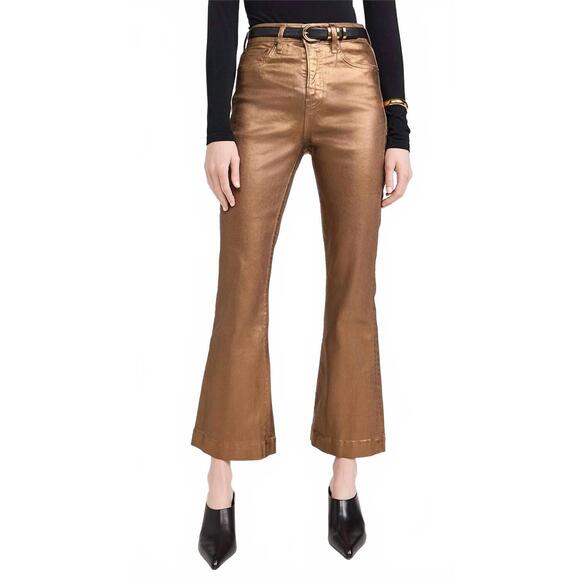 VERONICA BEARD Denim - NEW VERONICA BEARD carson ankle flare metallic jeans in antique brass